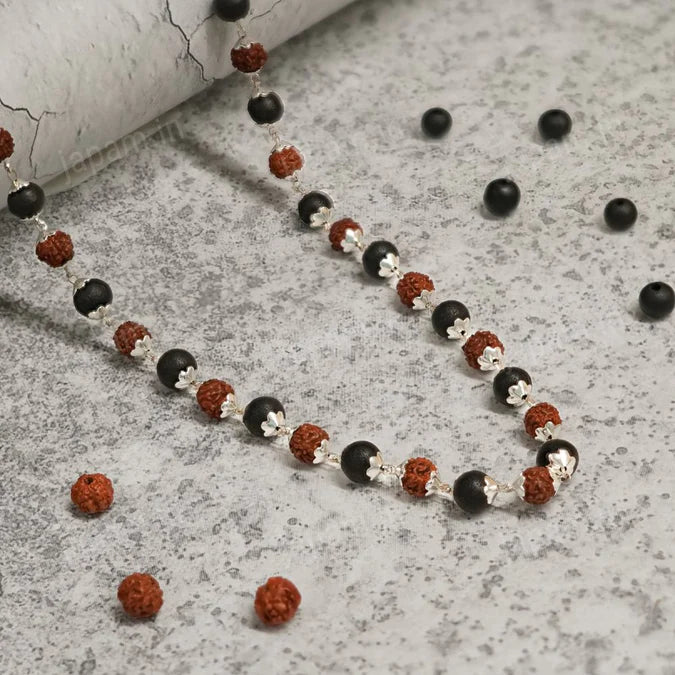 Silver Plated Divya Rudraksha Karungali Mala