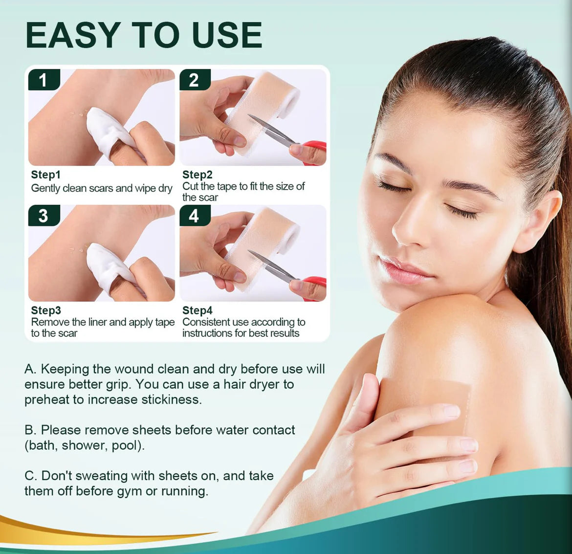 Medical Grade Silicone Scar Sheets, Silicone Scar Tape